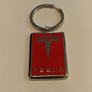 Rare Tesla red logo keychain